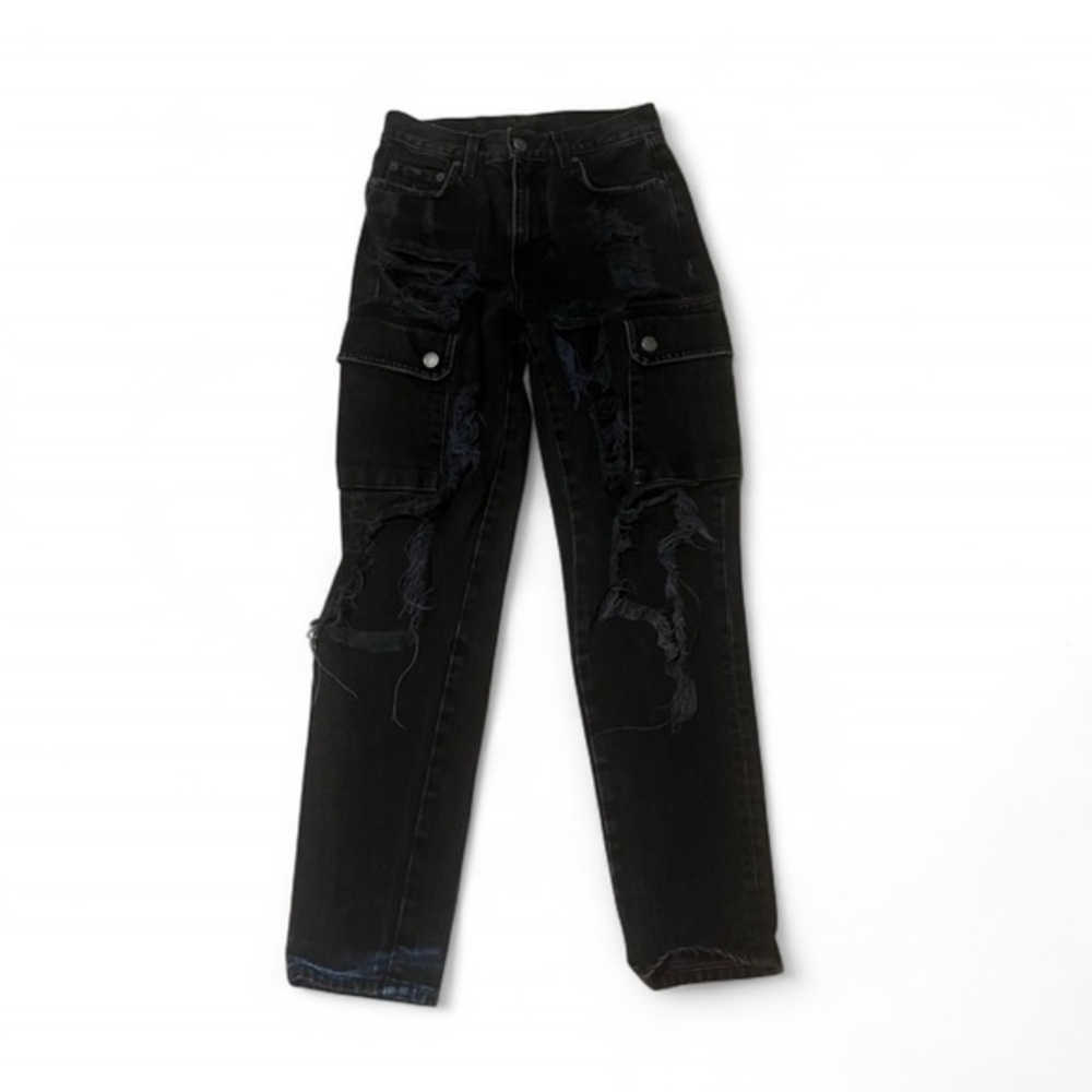 Carmar Los Angeles jeans, size 25. Black denim with distressing. 100% cotton.